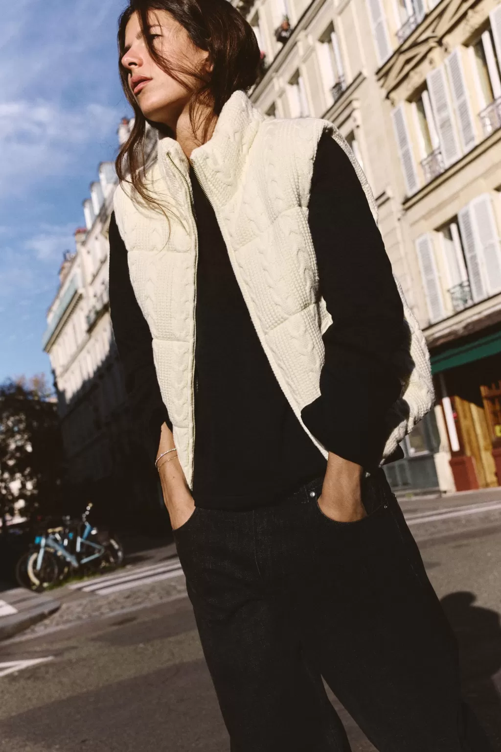 ZARA CHALECO ACOLCHADO PUNTO<Mujer Abrigos / Anoraks