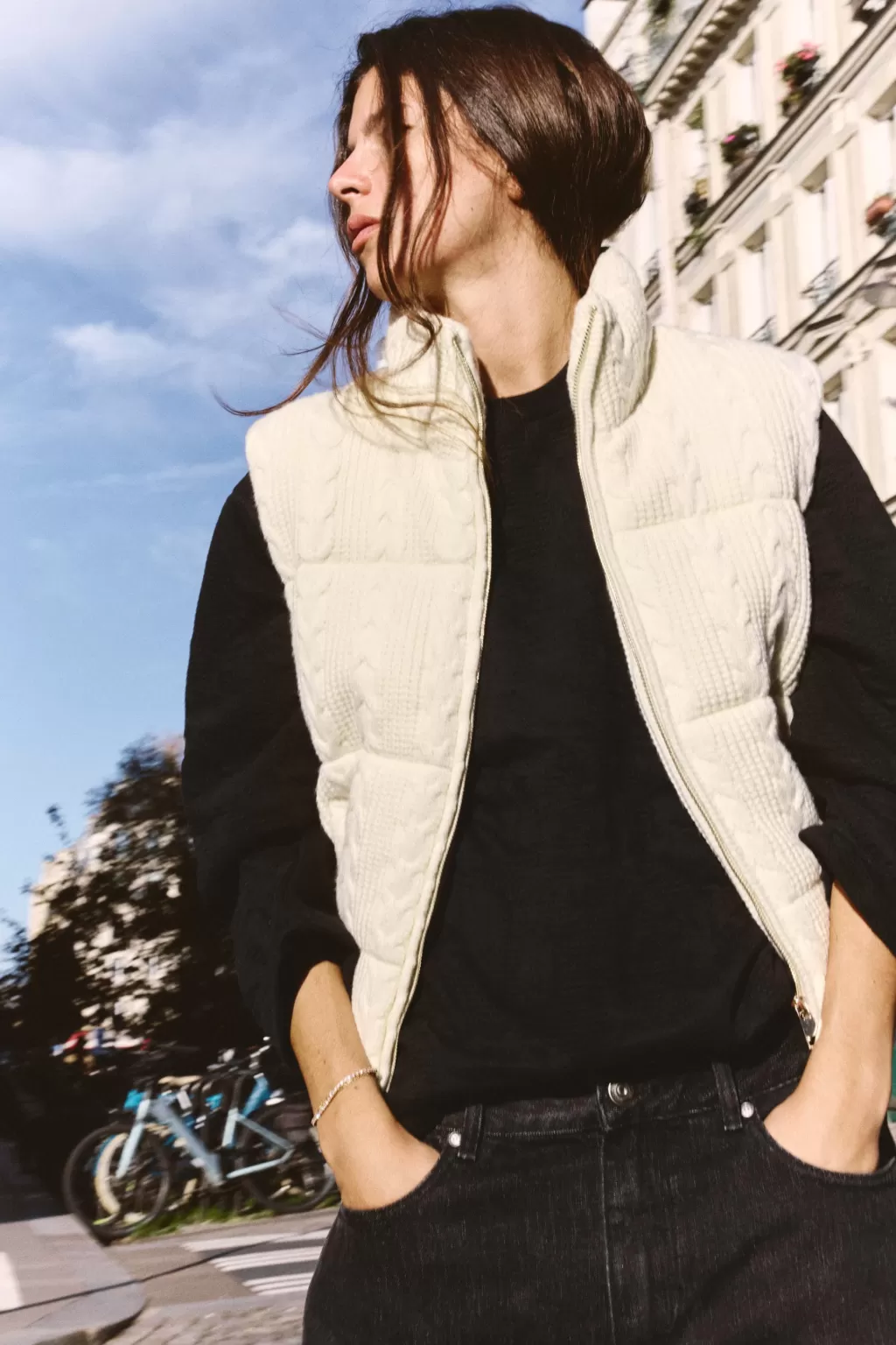 ZARA CHALECO ACOLCHADO PUNTO<Mujer Abrigos / Anoraks