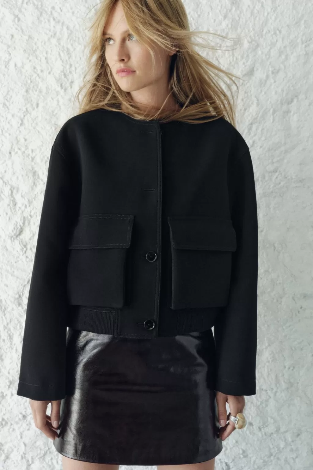 ZARA CHAQUETA BOMBER BOLSILLOS ZW COLLECTION<Mujer Chaquetas / Cazadoras | Blazers / Chalecos