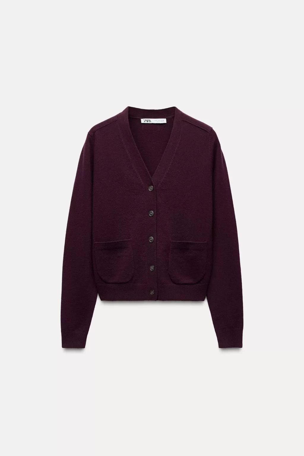 ZARA CHAQUETA BÁSICA 100% LANA<Mujer Cárdigan / Jerséis | Punto
