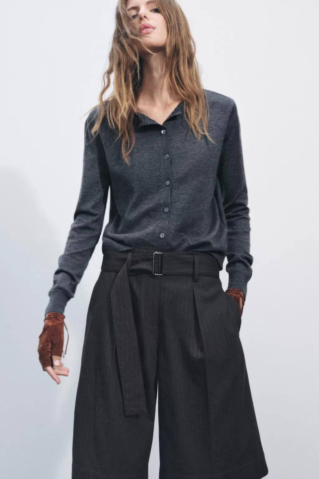 ZARA CHAQUETA BÁSICA CON LANA<Mujer Cárdigan / Jerséis | Punto