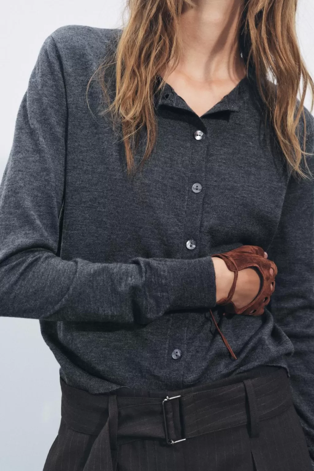 ZARA CHAQUETA BÁSICA CON LANA<Mujer Cárdigan / Jerséis | Punto