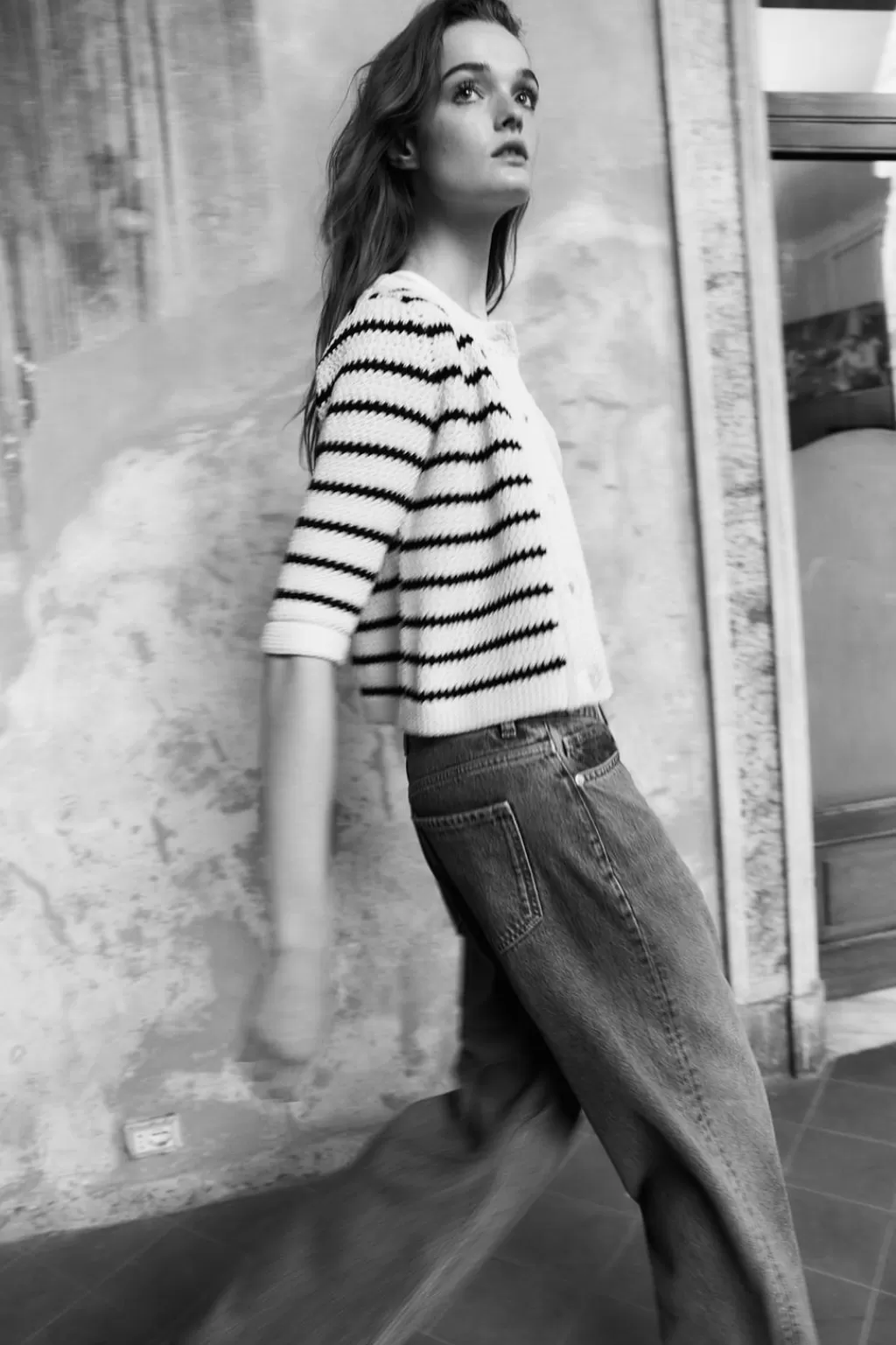 ZARA CHAQUETA BÁSICA RAYAS PUNTO<Mujer Cárdigan / Jerséis | Punto