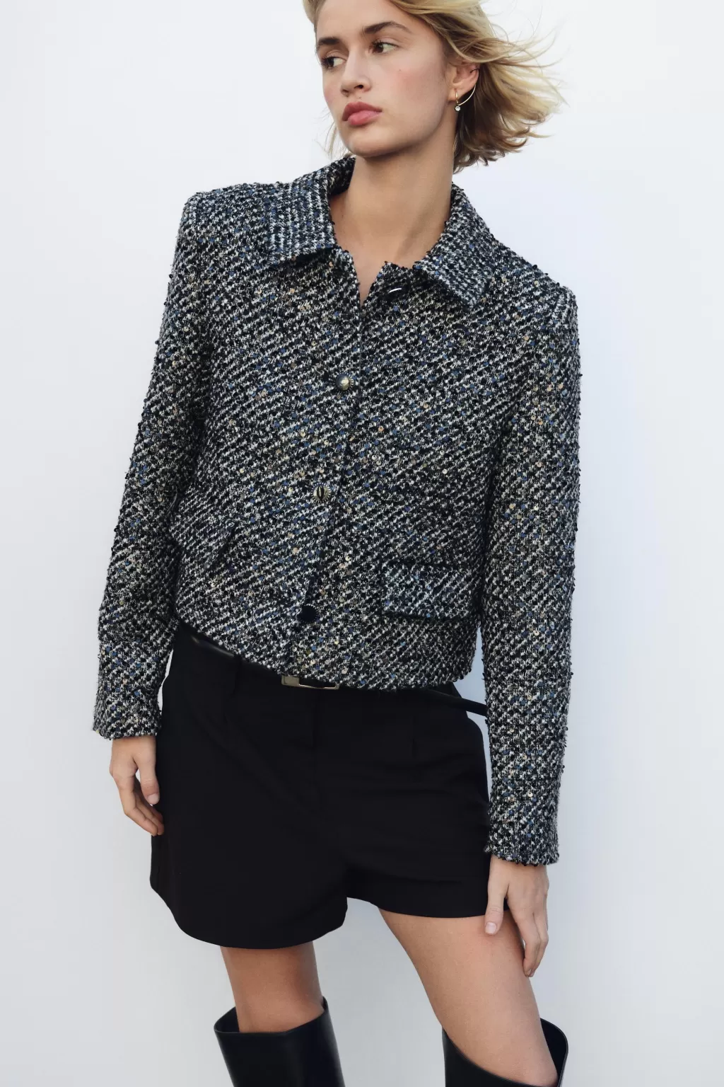 ZARA CHAQUETA ESTRUCTURA LENTEJUELAS<Mujer Chaquetas / Cazadoras | Blazers / Chalecos