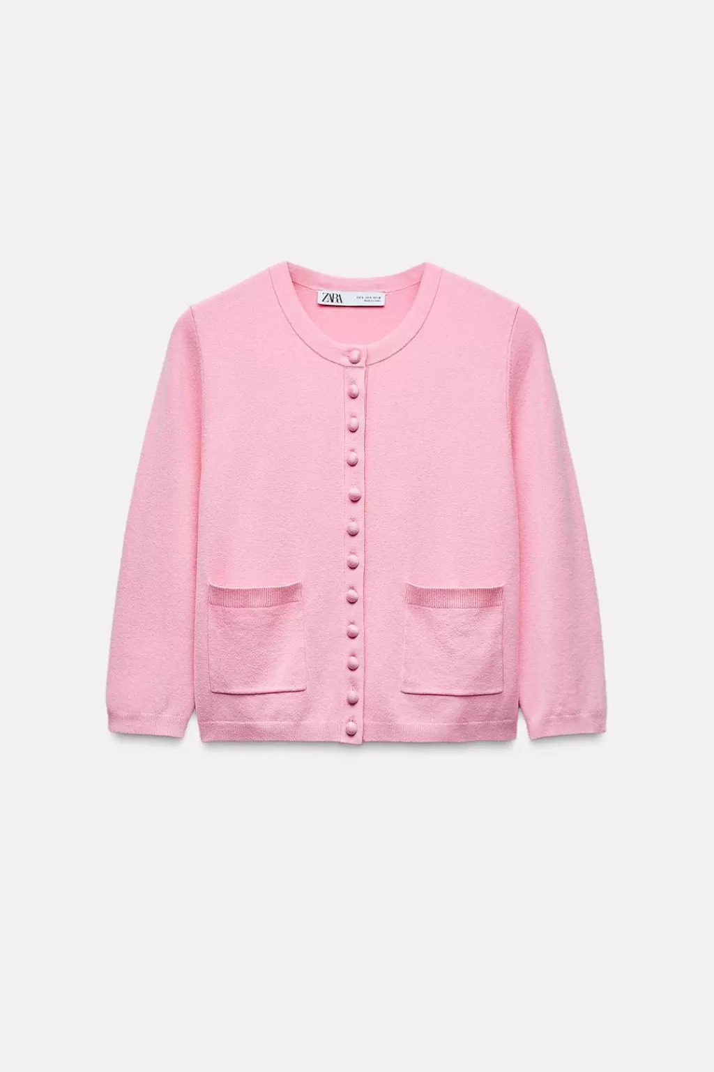 ZARA CHAQUETA MANGA FRANCESA PUNTO LISO<Mujer Cárdigan / Jerséis | Punto