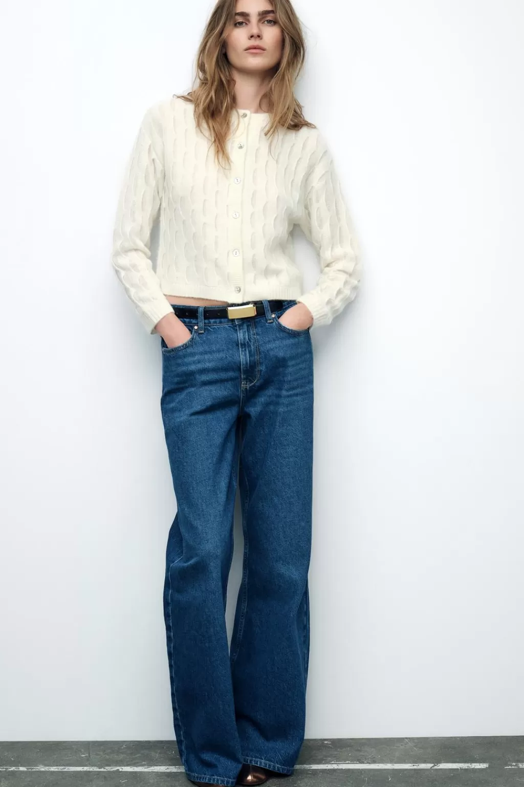 ZARA CHAQUETA ONDAS CON LANA<Mujer Cárdigan / Jerséis | Punto