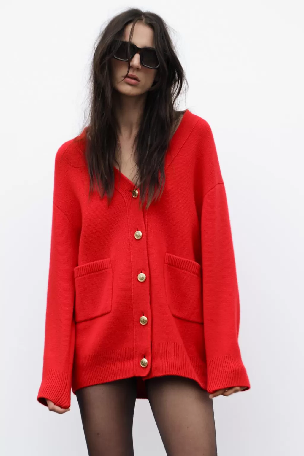 ZARA CHAQUETA OVERSIZE 100% LANA<Mujer Cárdigan / Jerséis | Punto