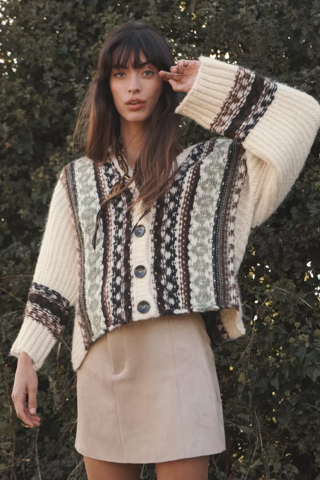 ZARA CHAQUETA OVERSIZE JACQUARD<Mujer Cárdigan / Jerséis | Punto