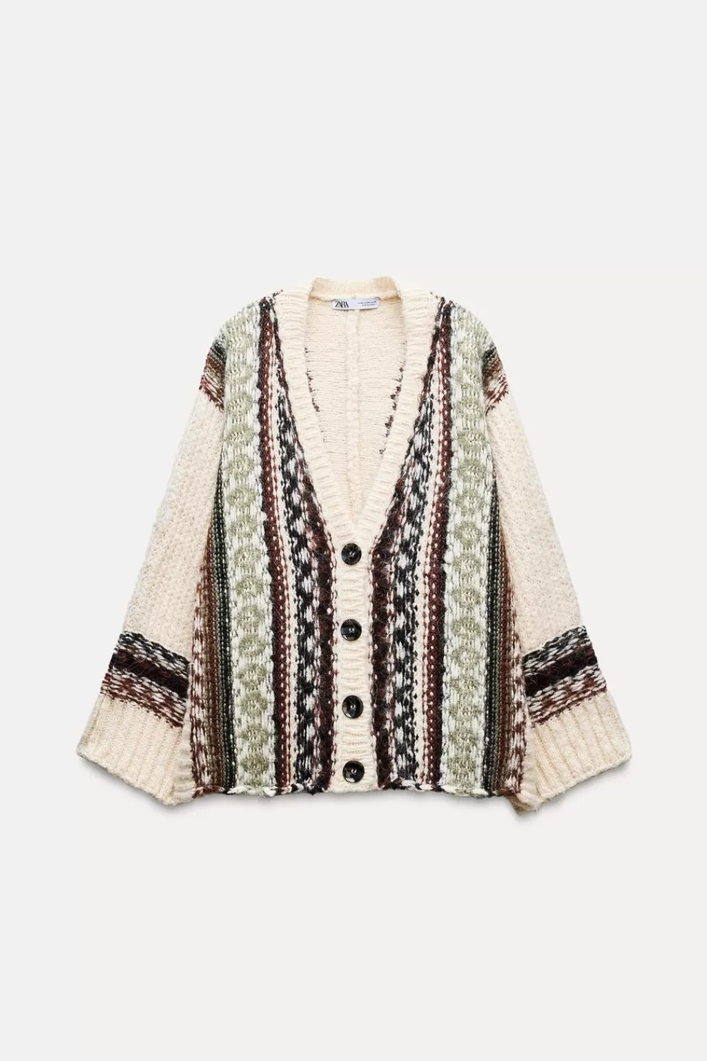 ZARA CHAQUETA OVERSIZE JACQUARD<Mujer Cárdigan / Jerséis | Punto