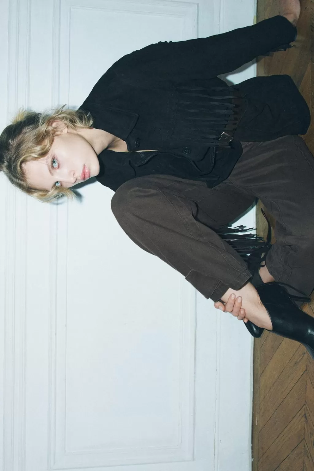 ZARA CHAQUETA PIEL ANTE FLECOS ZW COLLECTION<Mujer Chaquetas / Cazadoras