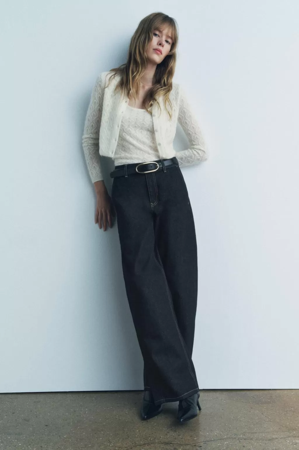 ZARA CHAQUETA POINTELLE CON LANA Y ALPACA<Mujer Cárdigan / Jerséis | Punto