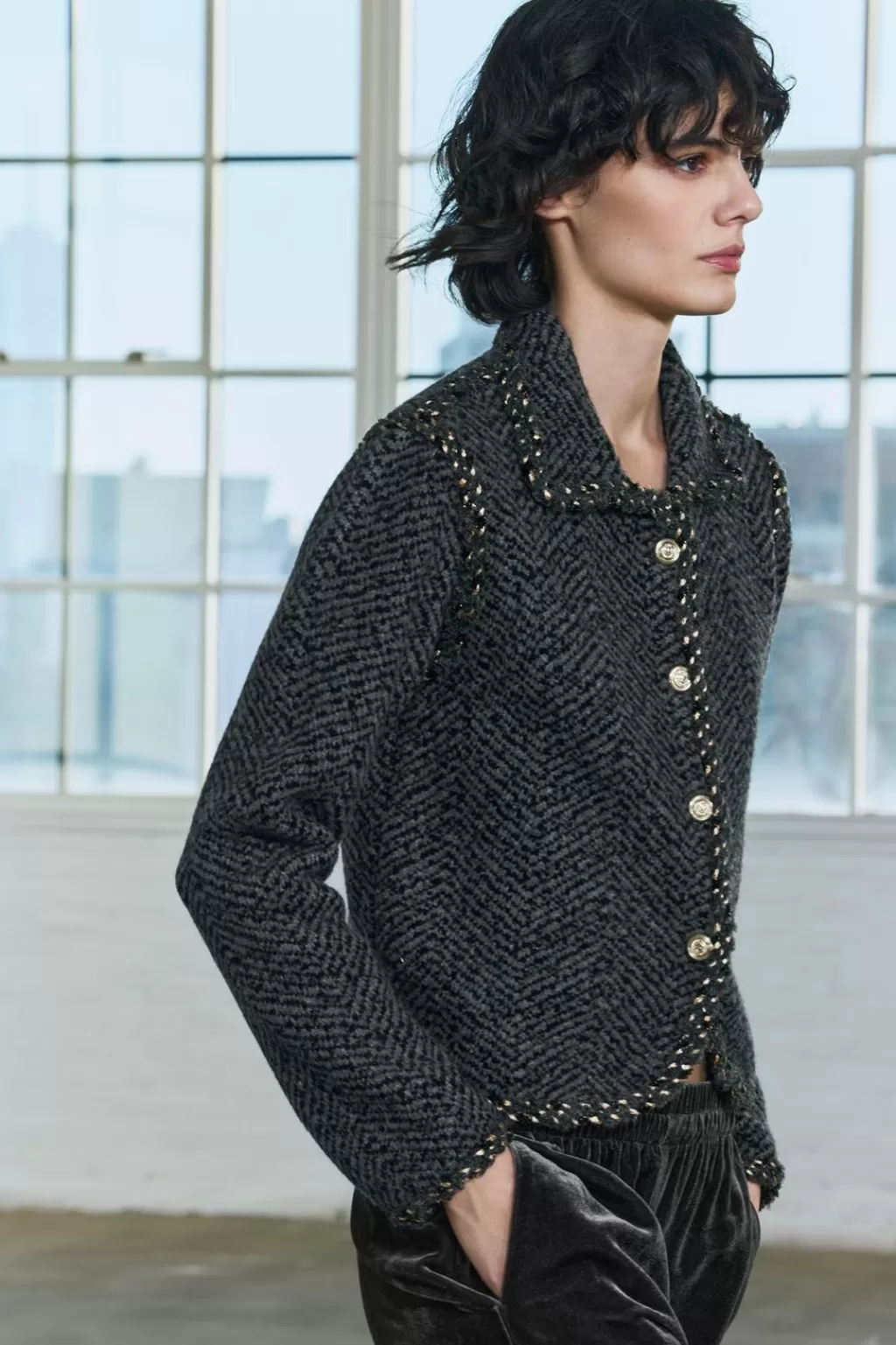 ZARA CHAQUETA PUNTO ACABADOS TRENZADOS<Mujer Blazers / Chalecos | Cárdigan / Jerséis