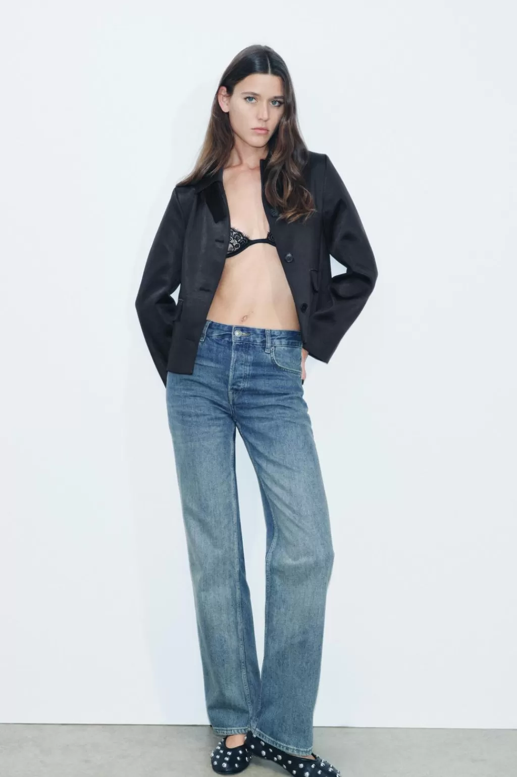 ZARA CHAQUETA SATINADA ZW COLLECTION<Mujer Chaquetas / Cazadoras