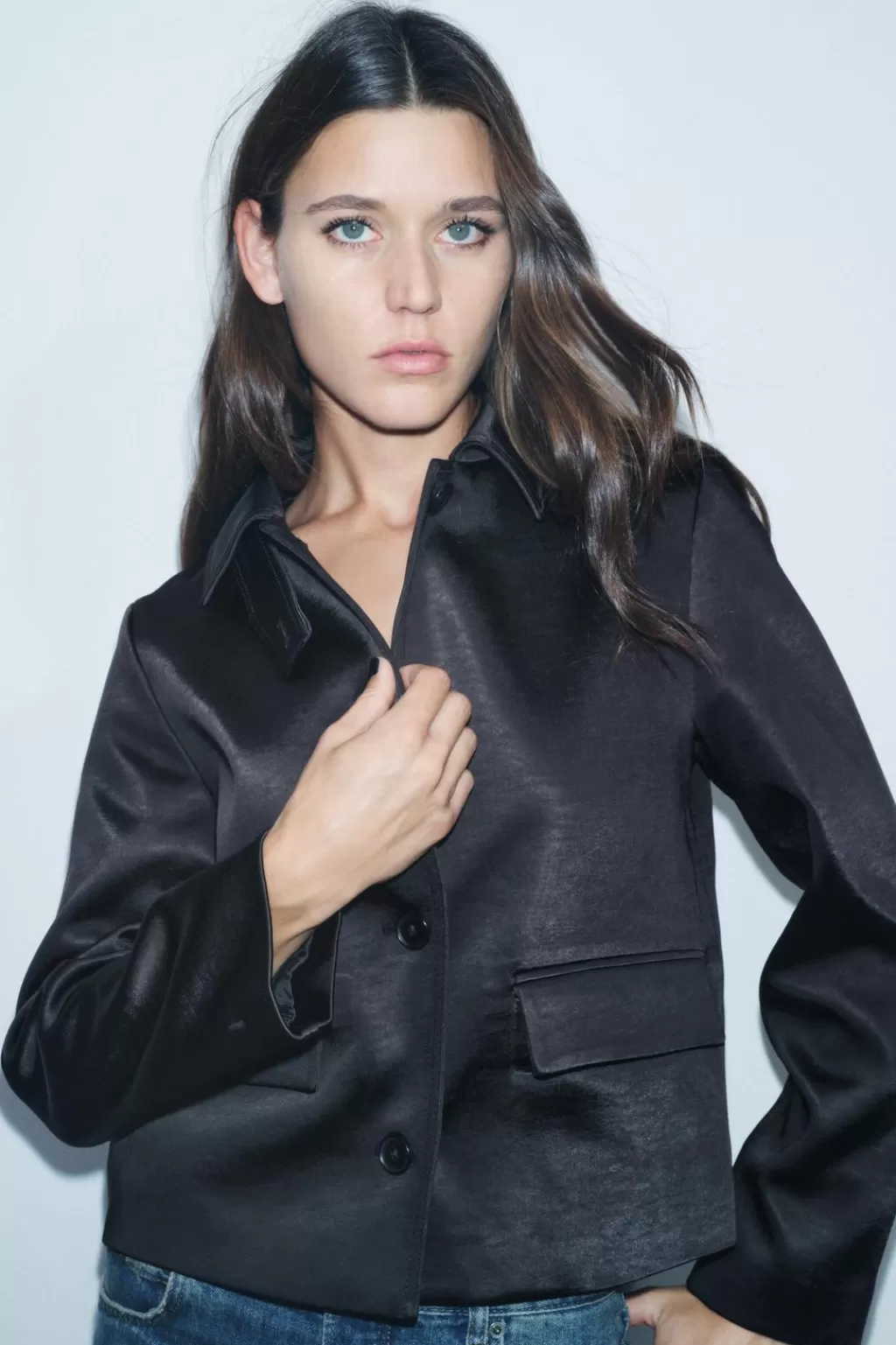 ZARA CHAQUETA SATINADA ZW COLLECTION<Mujer Chaquetas / Cazadoras