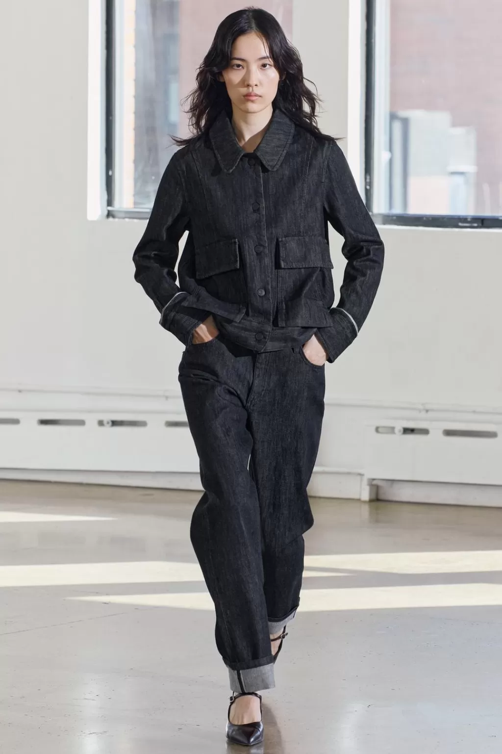 ZARA CHAQUETA SELVEDGE BOLSILLOS ZW COLLECTION<Mujer Chaquetas / Cazadoras