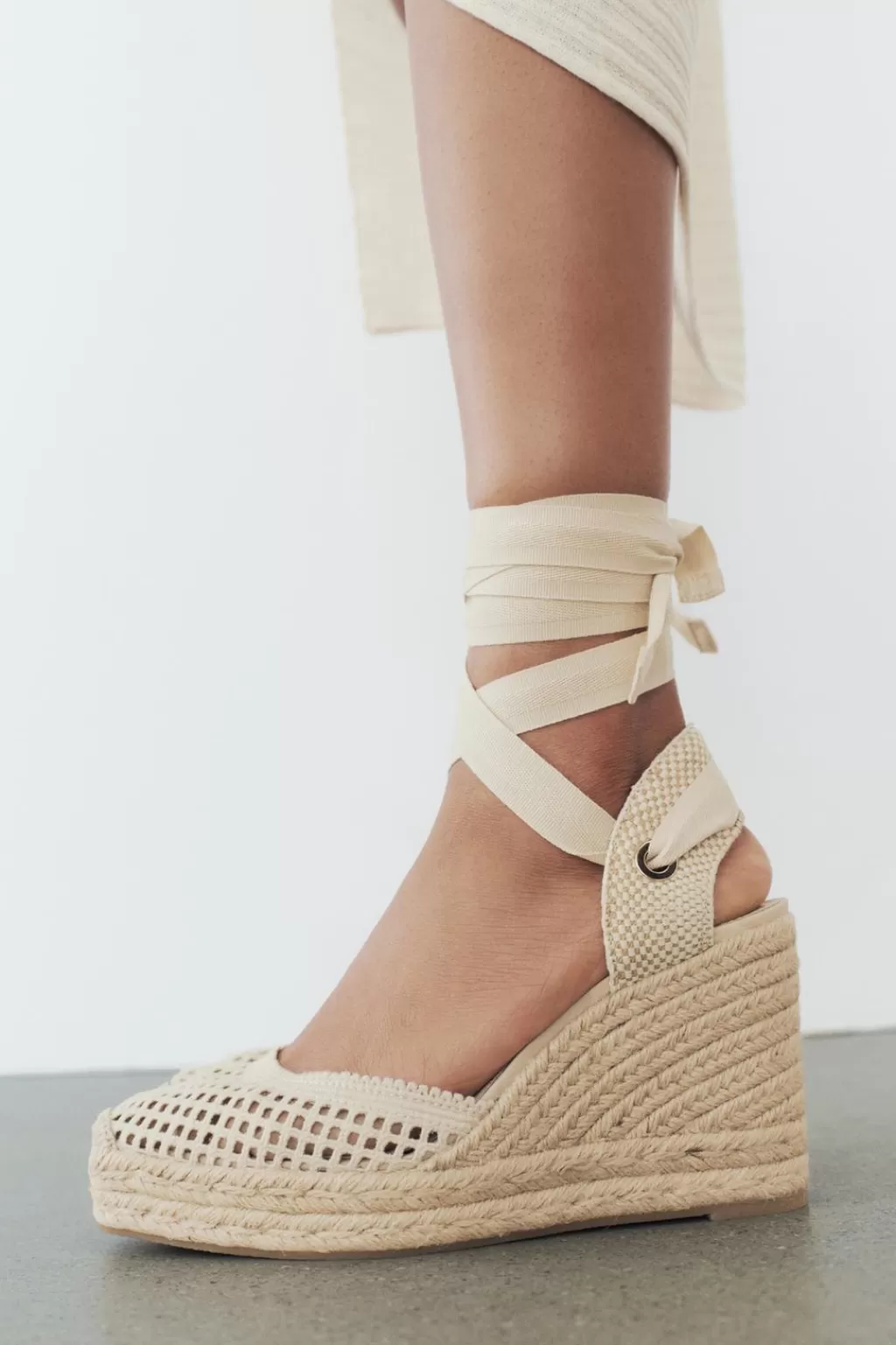 ZARA CUÑA ATADA CROCHET<Mujer Zapatos