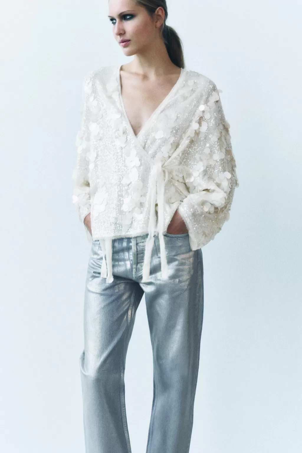 ZARA KIMONO LENTEJUELAS ZW COLLECTION<Mujer Chaquetas / Cazadoras