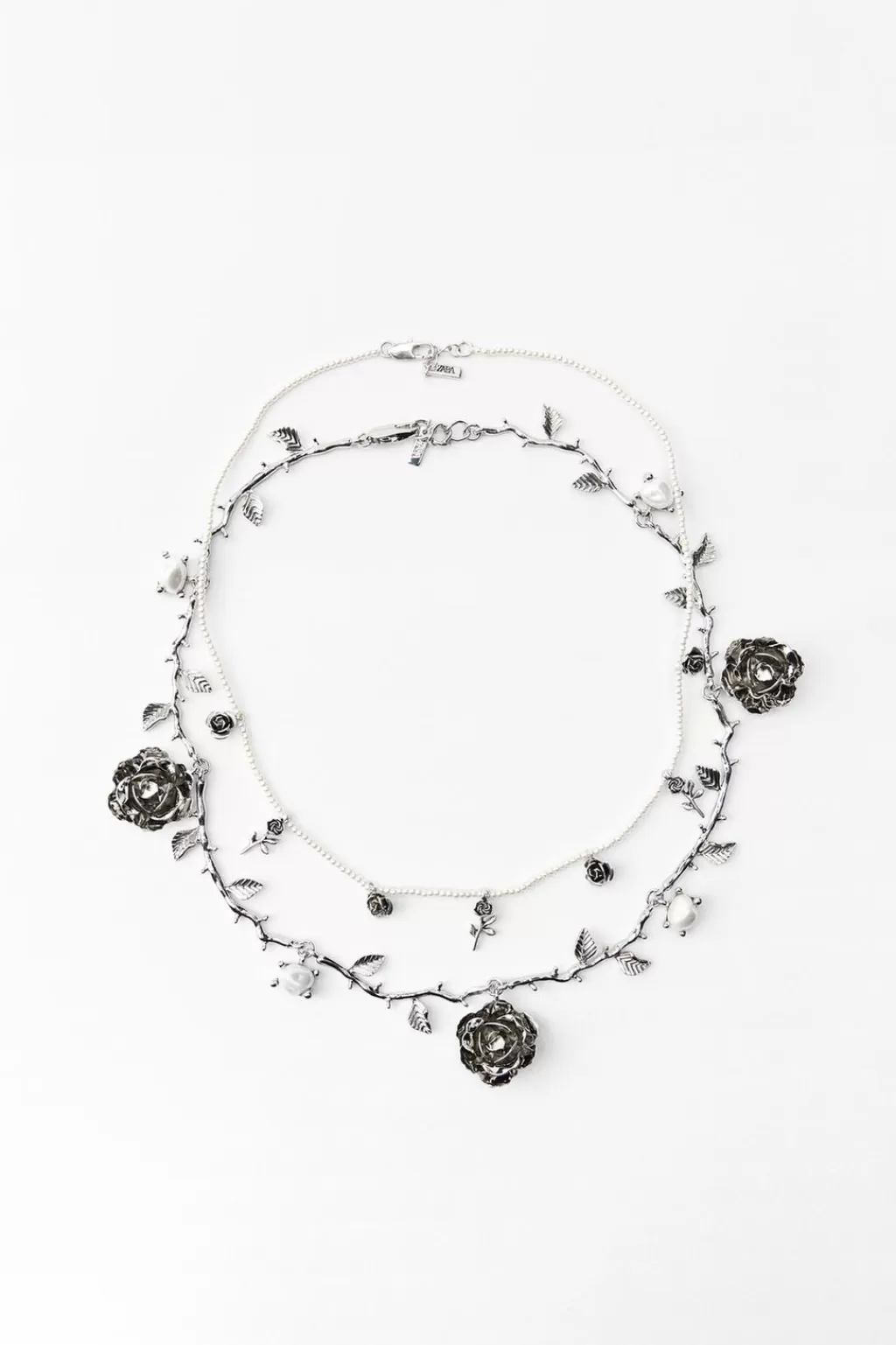 ZARA PACK 2 COLLARES FLORES PERLAS<Mujer Accesorios / Bisuteria