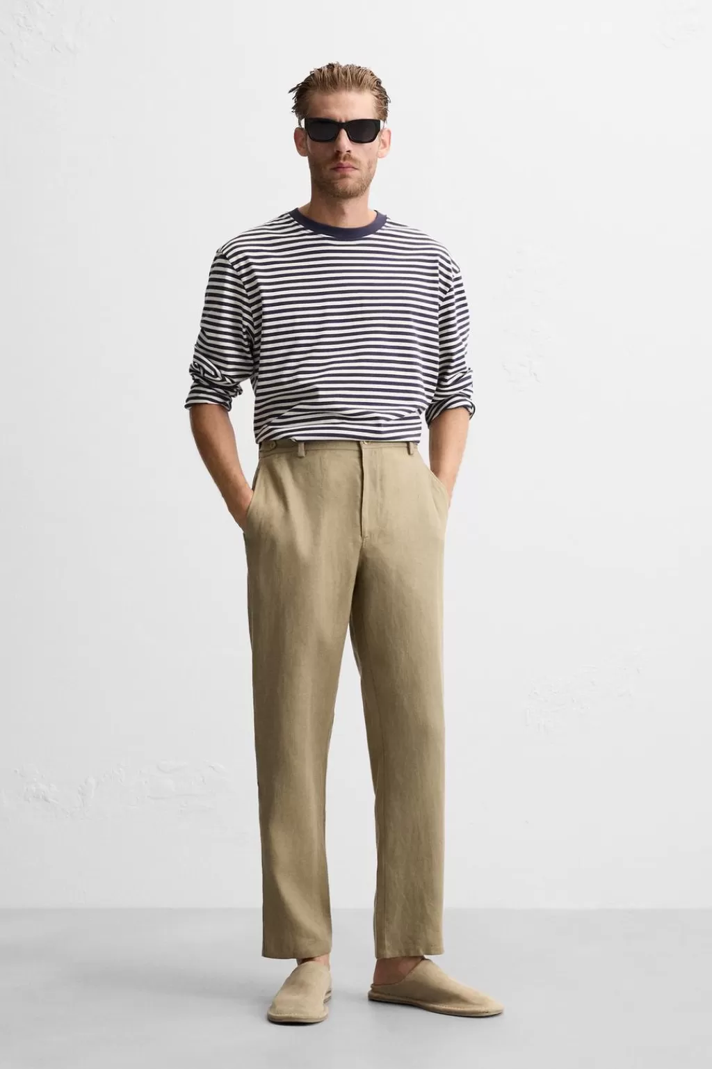 ZARA PANTALÓN 100% LINO<Hombre Pantalones