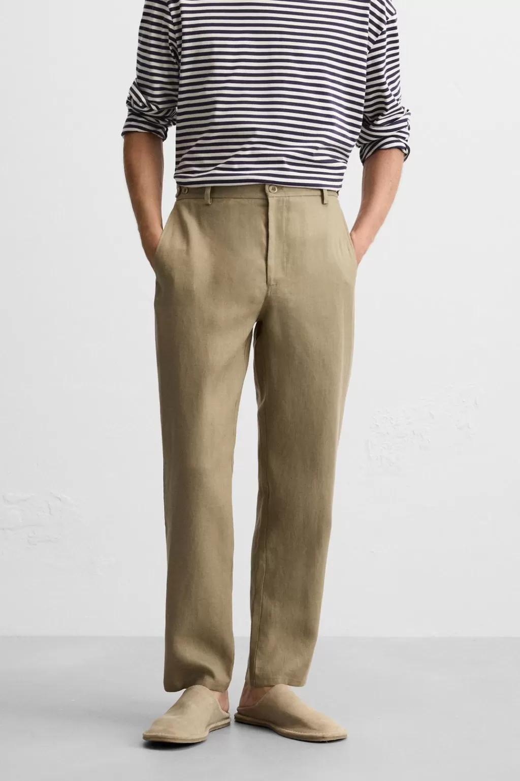 ZARA PANTALÓN 100% LINO<Hombre Pantalones