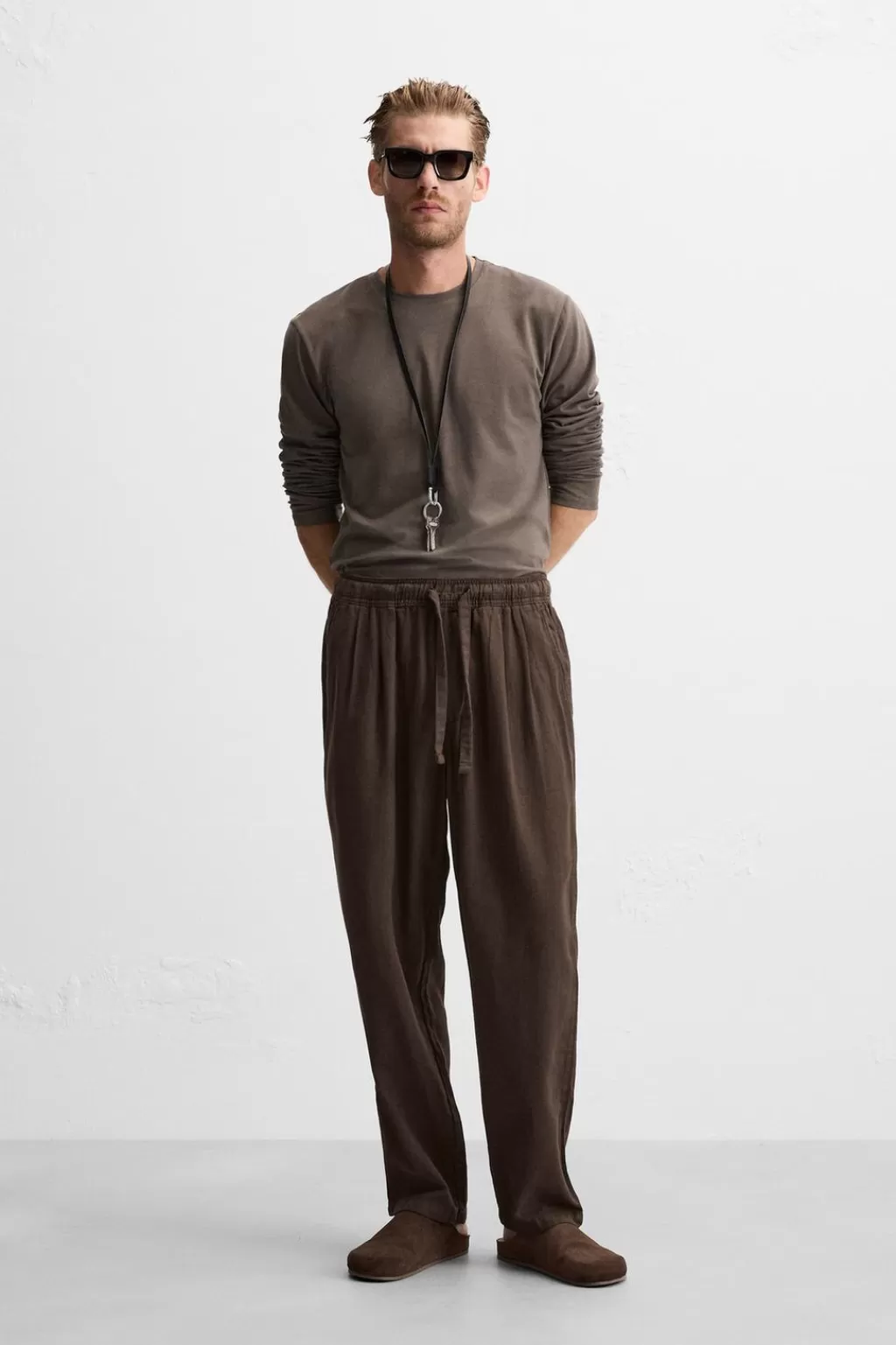 ZARA PANTALÓN ALGODÓN - LINO<Hombre Pantalones