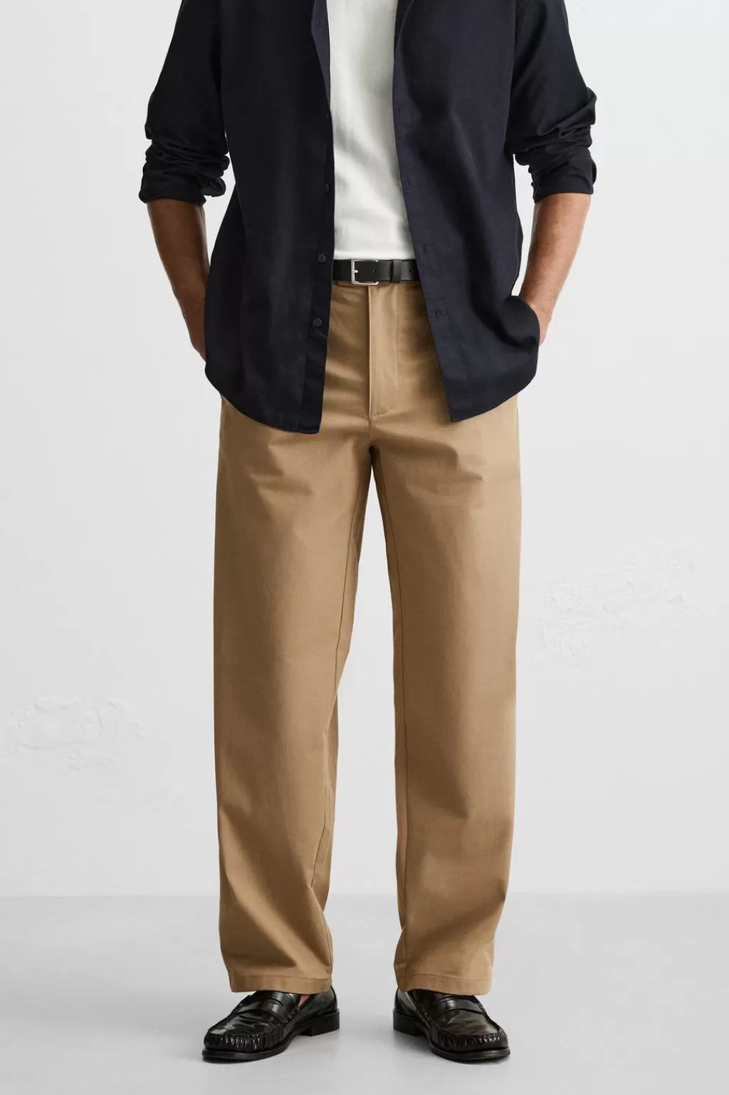 ZARA PANTALÓN ALGODÓN - LINO PLIEGUES<Hombre Pantalones