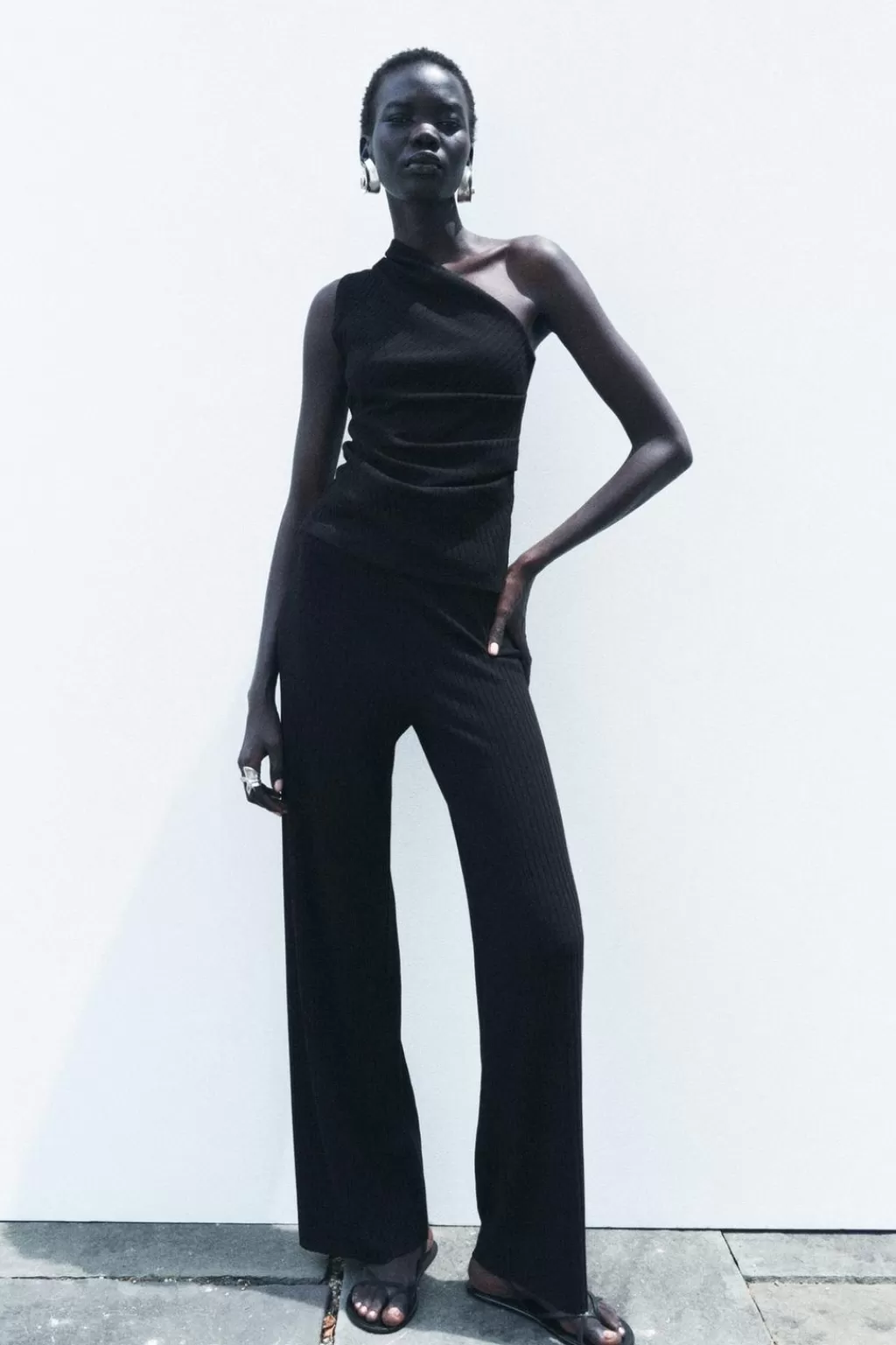 ZARA PANTALÓN ANCHO CANALÉ<Mujer Pantalones