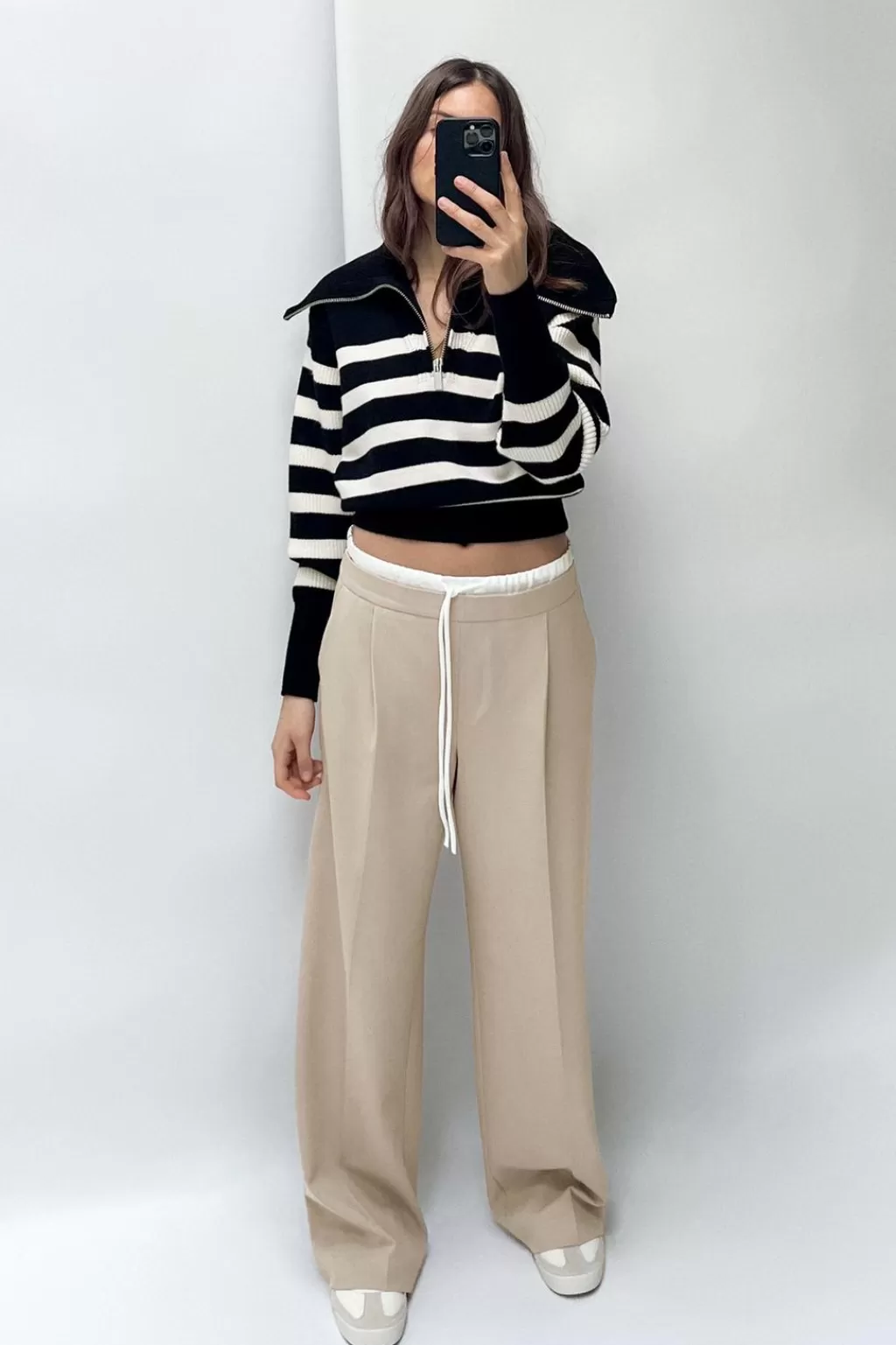 ZARA PANTALÓN ANCHO CINTURA DOBLE<Mujer Pantalones