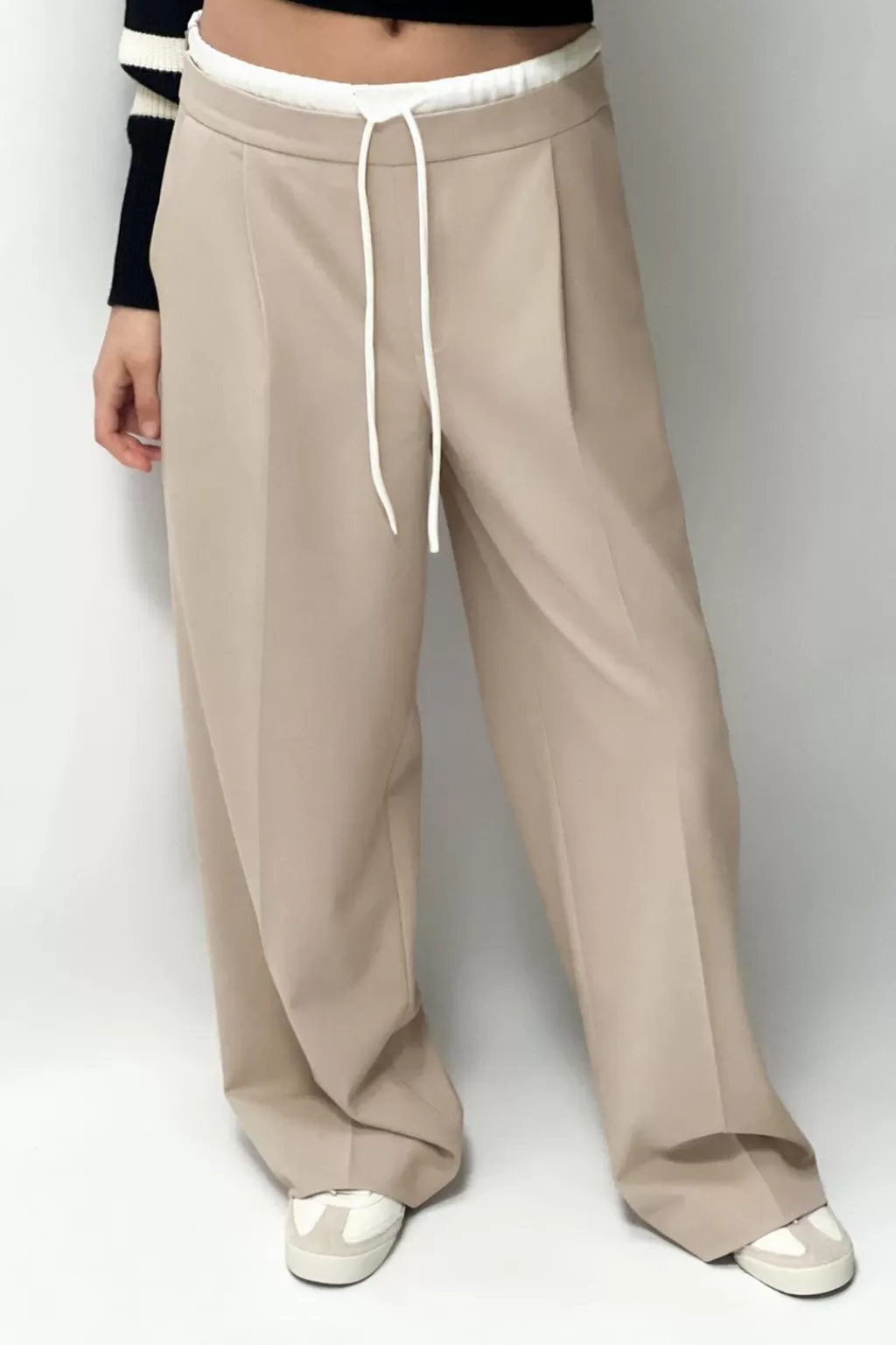 ZARA PANTALÓN ANCHO CINTURA DOBLE<Mujer Pantalones