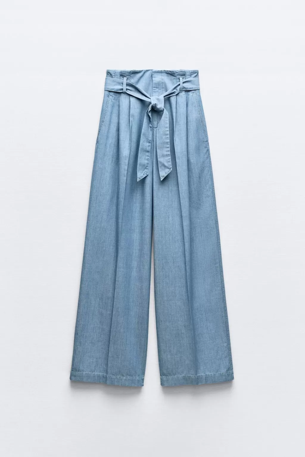 ZARA PANTALÓN ANCHO CINTURÓN<Mujer Pantalones