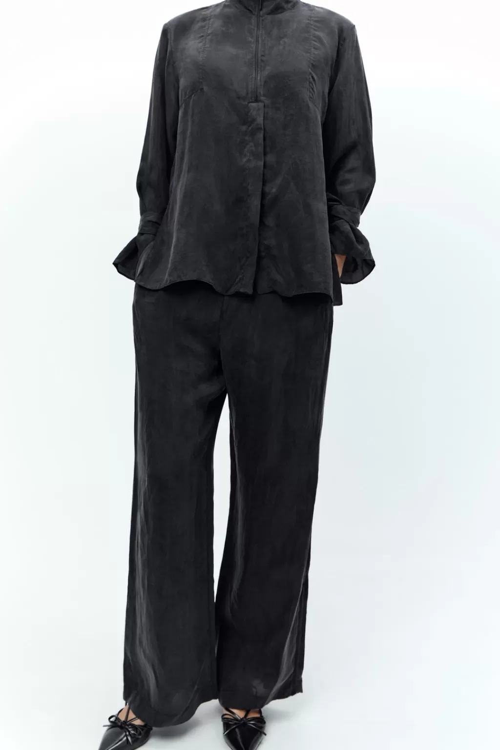 ZARA PANTALÓN ANCHO CREMALLERAS<Mujer Pantalones
