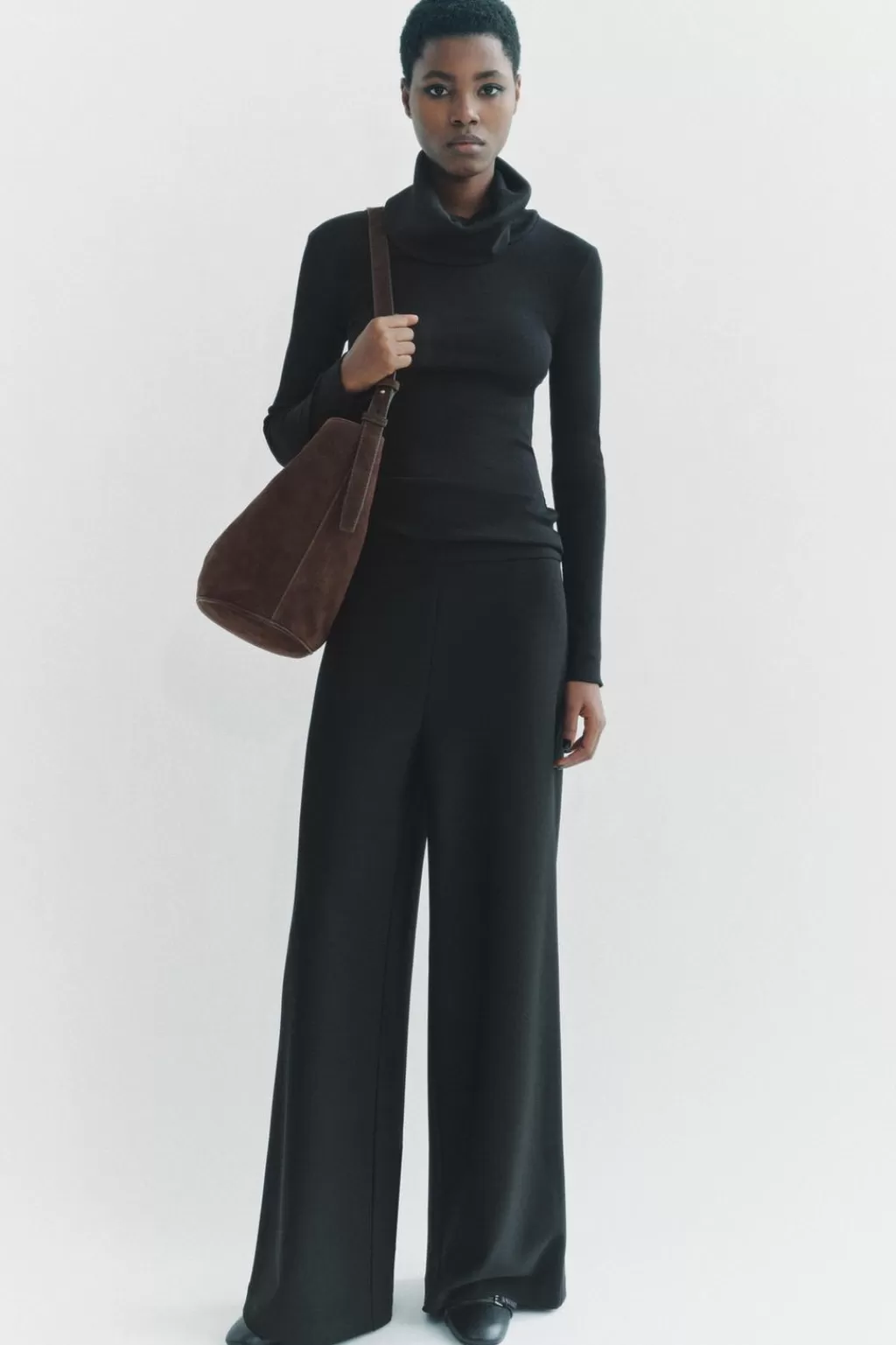 ZARA PANTALÓN ANCHO CREPE<Mujer Pantalones