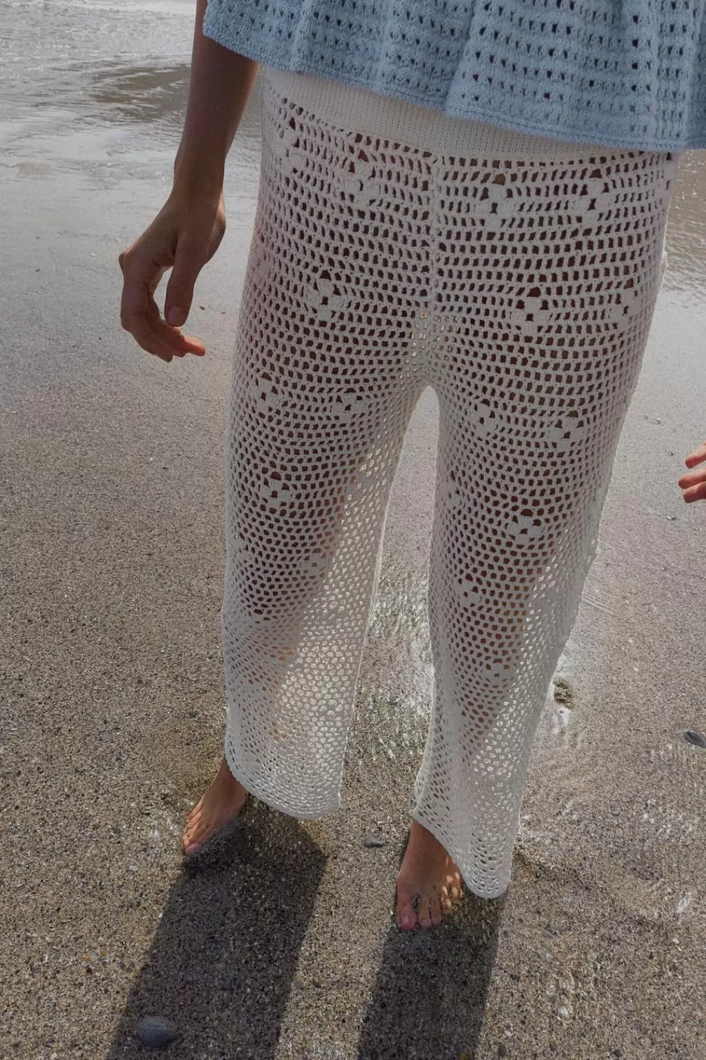 ZARA PANTALÓN ANCHO CROCHET<Mujer Pantalones | Cárdigan / Jerséis