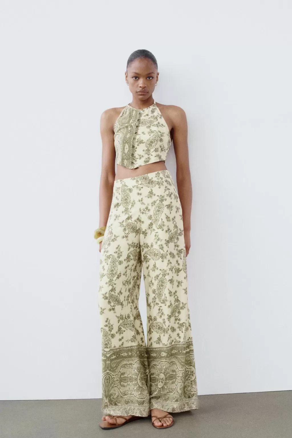ZARA PANTALÓN ANCHO ESTAMPADO<Mujer Pantalones