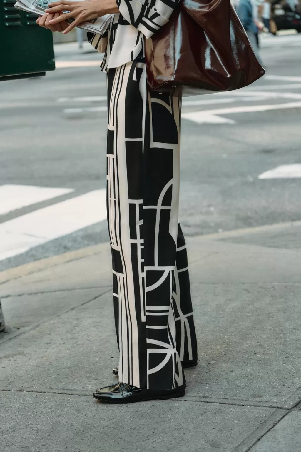 ZARA PANTALÓN ANCHO ESTAMPADO GEOMÉTRICO<Mujer Pantalones