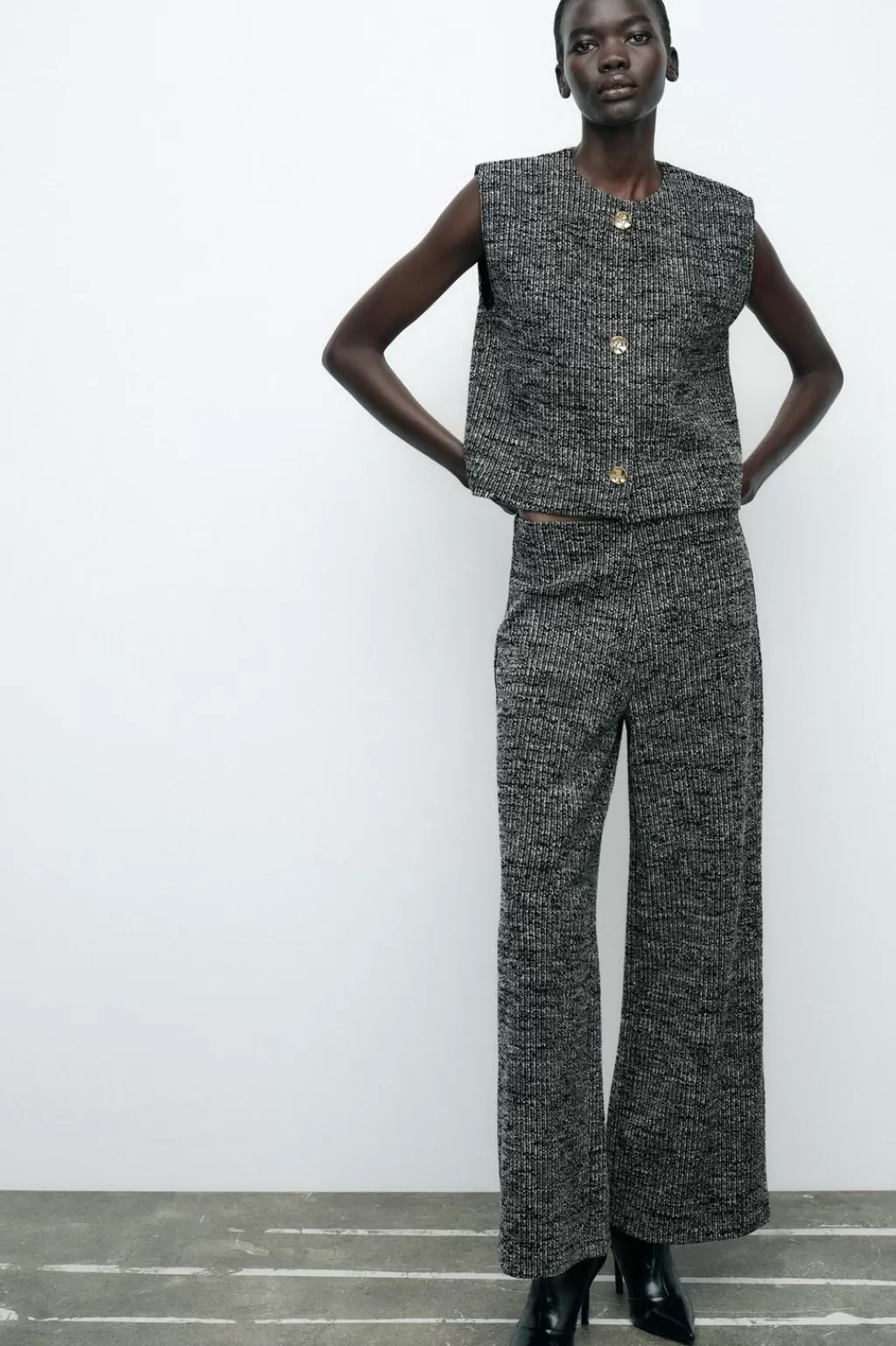 ZARA PANTALÓN ANCHO ESTRUCTURA<Mujer Pantalones