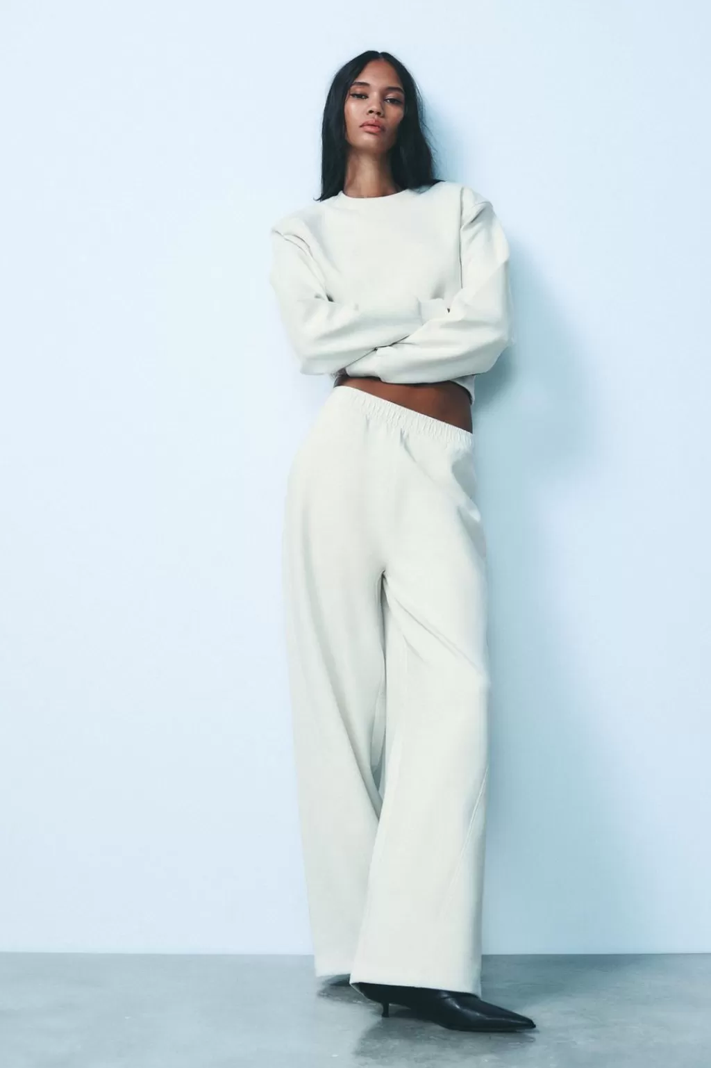 ZARA PANTALÓN ANCHO INTERLOCK<Mujer Pantalones | Sudaderas / Joggers