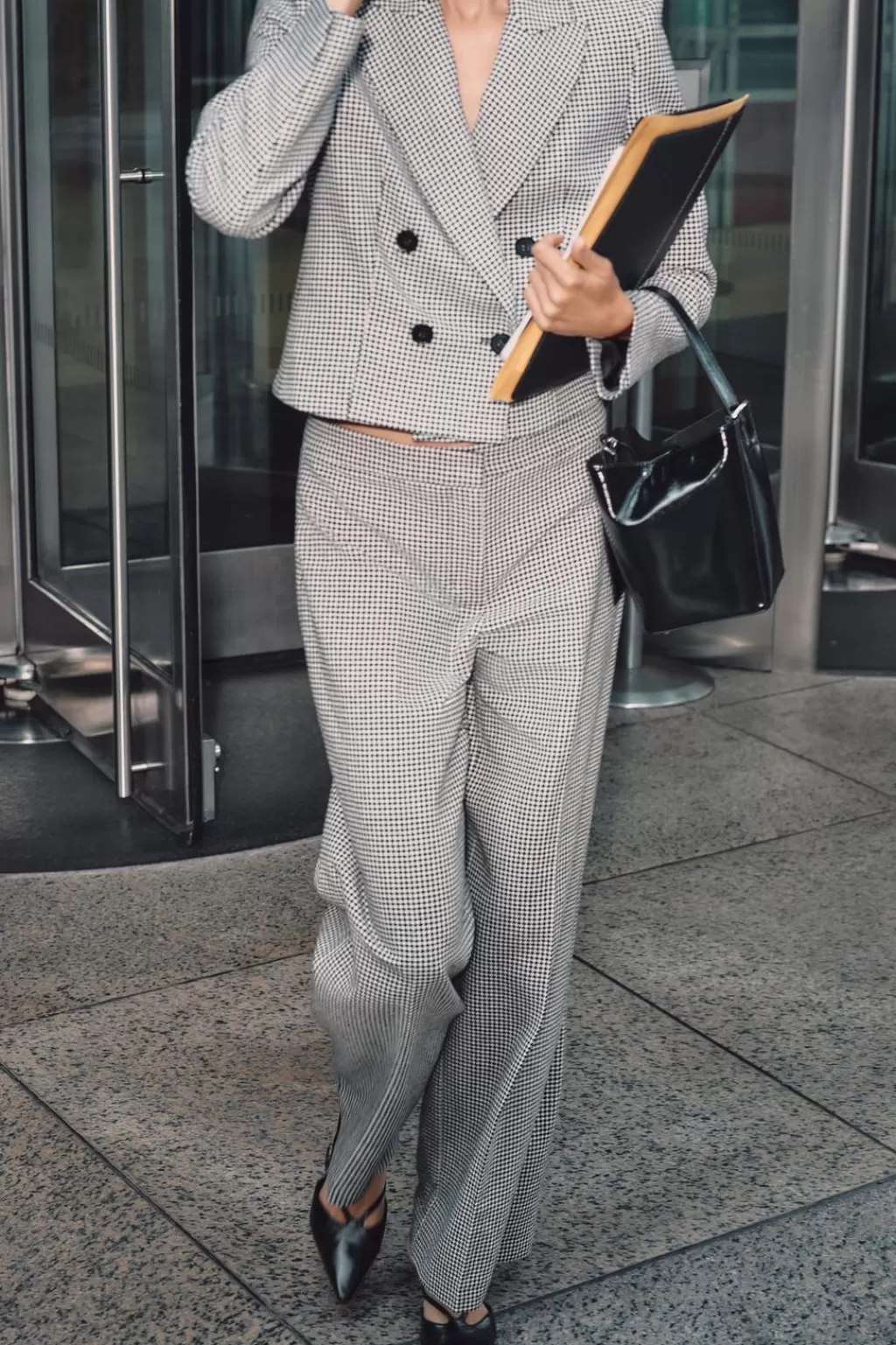 ZARA PANTALÓN ANCHO PATA DE GALLO<Mujer Pantalones