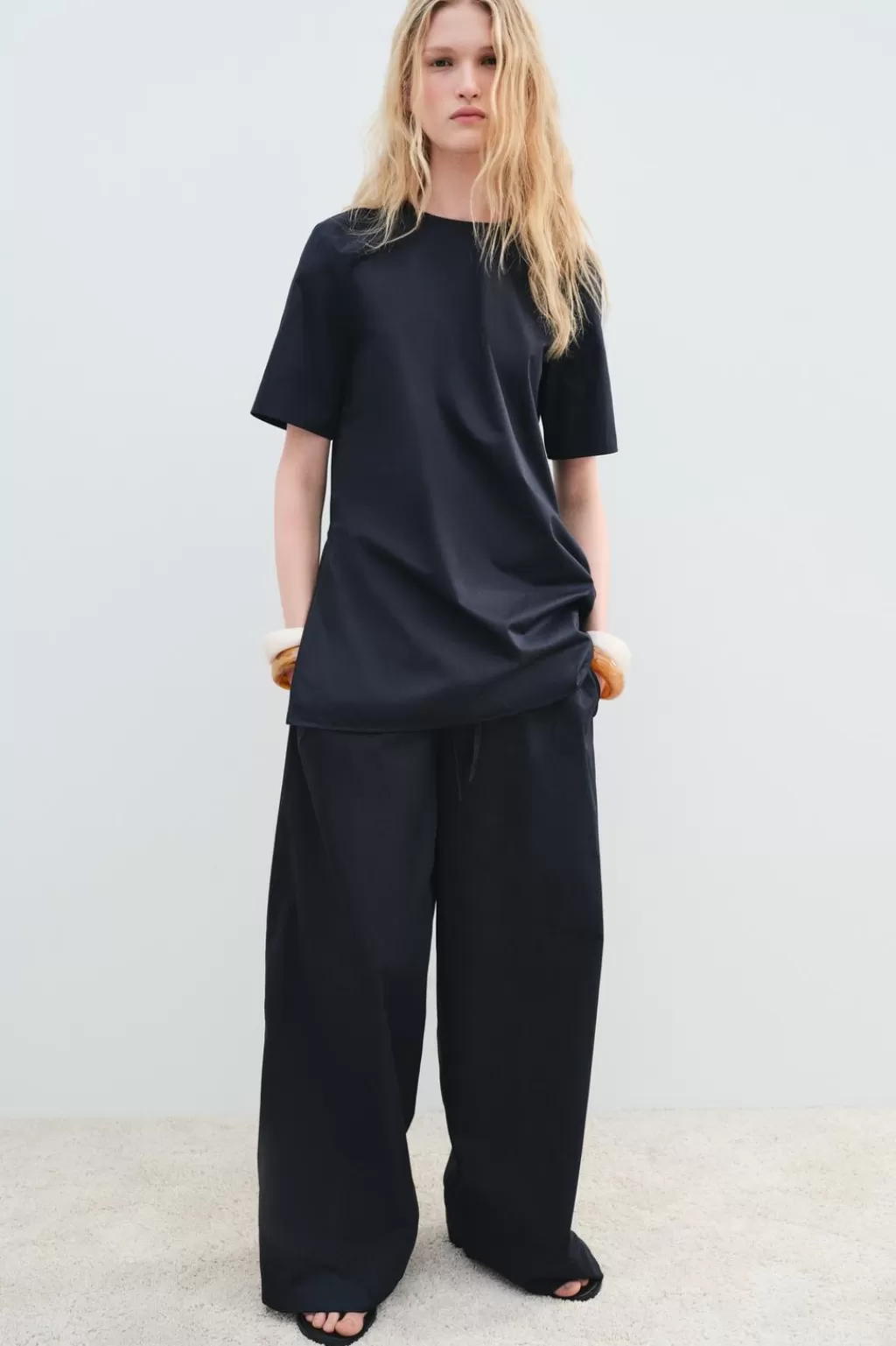 ZARA PANTALÓN ANCHO PIJAMERO ZW COLLECTION<Mujer Pantalones