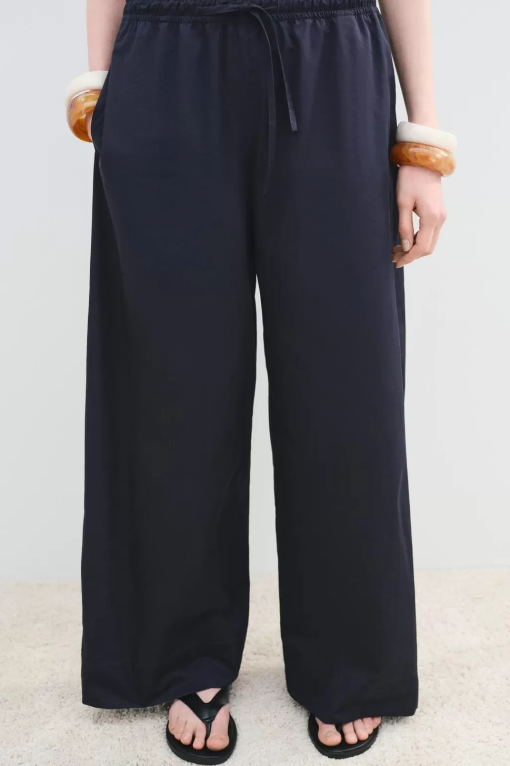 ZARA PANTALÓN ANCHO PIJAMERO ZW COLLECTION<Mujer Pantalones