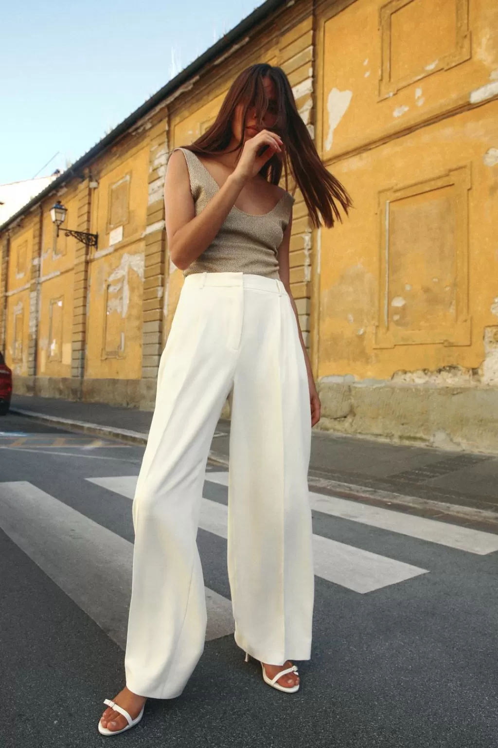 ZARA PANTALÓN ANCHO PINZAS<Mujer Pantalones