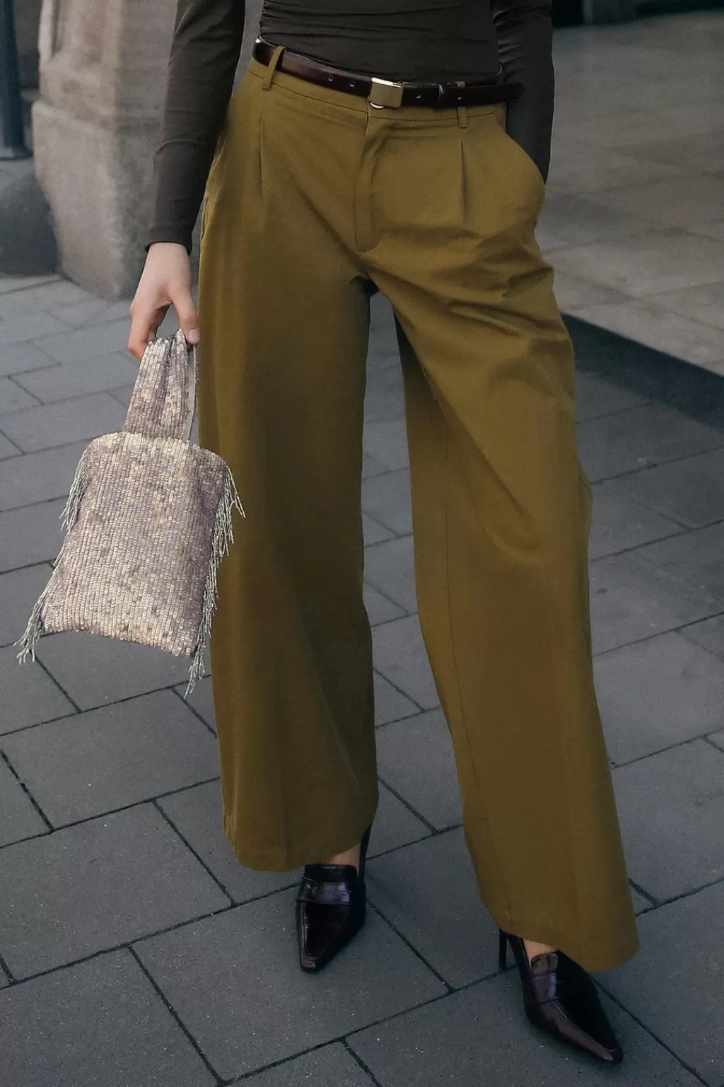 ZARA PANTALÓN ANCHO PINZAS<Mujer Pantalones