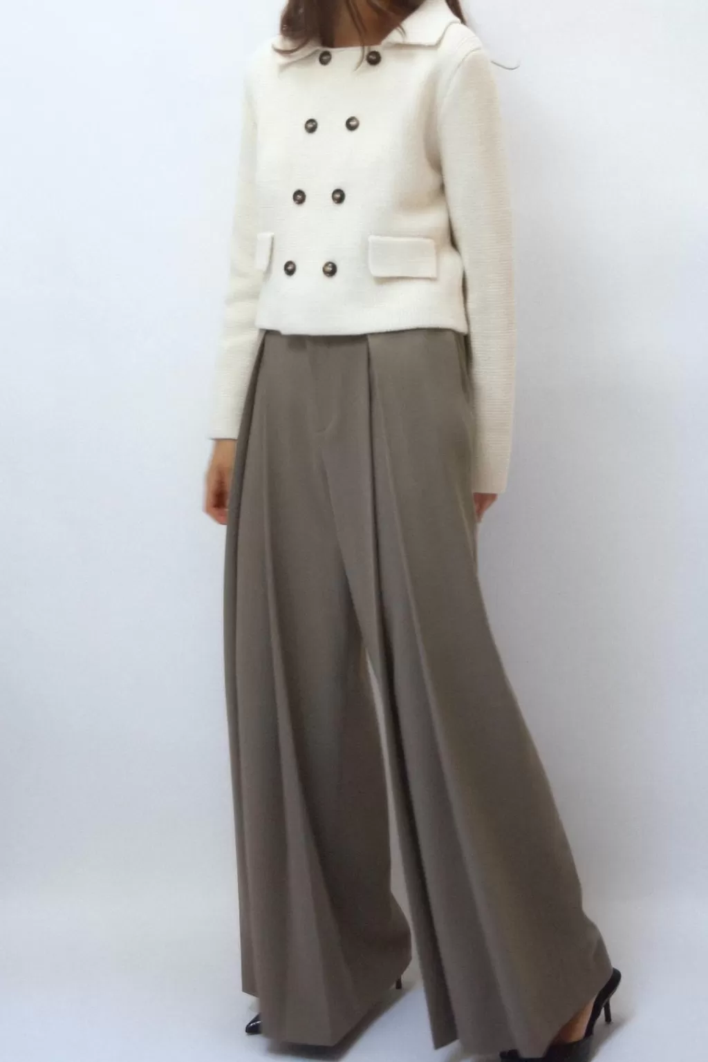 ZARA PANTALÓN ANCHO PLIEGUES CINTURÓN<Mujer Pantalones