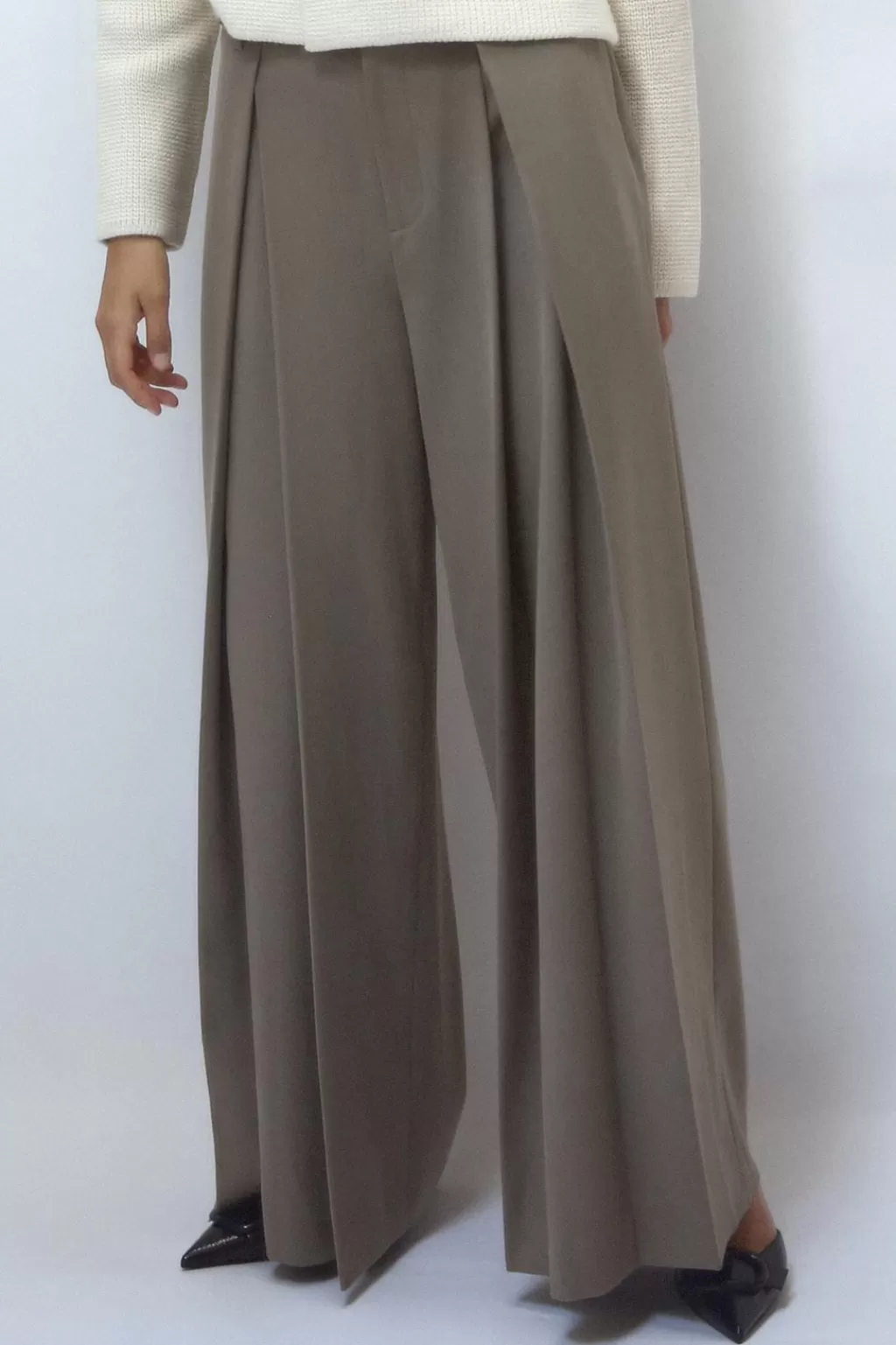 ZARA PANTALÓN ANCHO PLIEGUES CINTURÓN<Mujer Pantalones