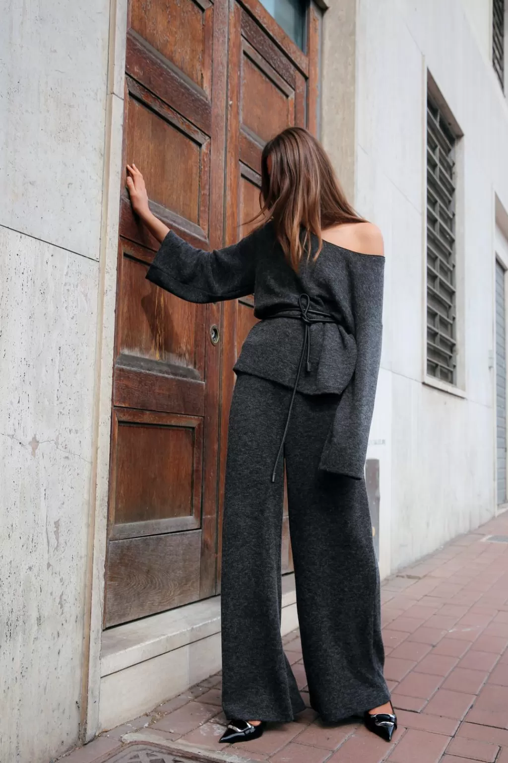 ZARA PANTALÓN ANCHO PUNTO SOFT<Mujer Pantalones
