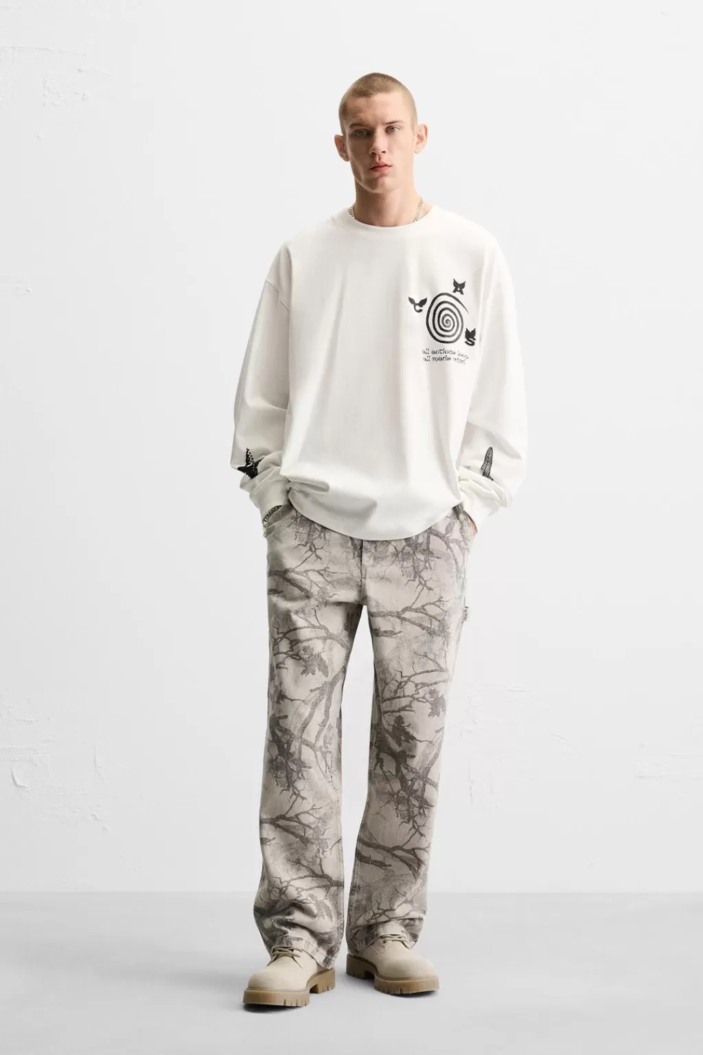 ZARA PANTALÓN CARPINTERO ESTAMPADO<Hombre Pantalones