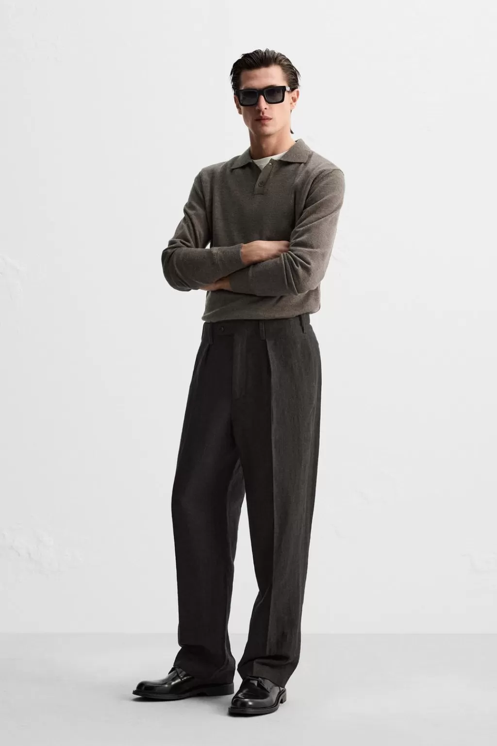 ZARA PANTALÓN ESPIGA LINO - LANA<Hombre Pantalones