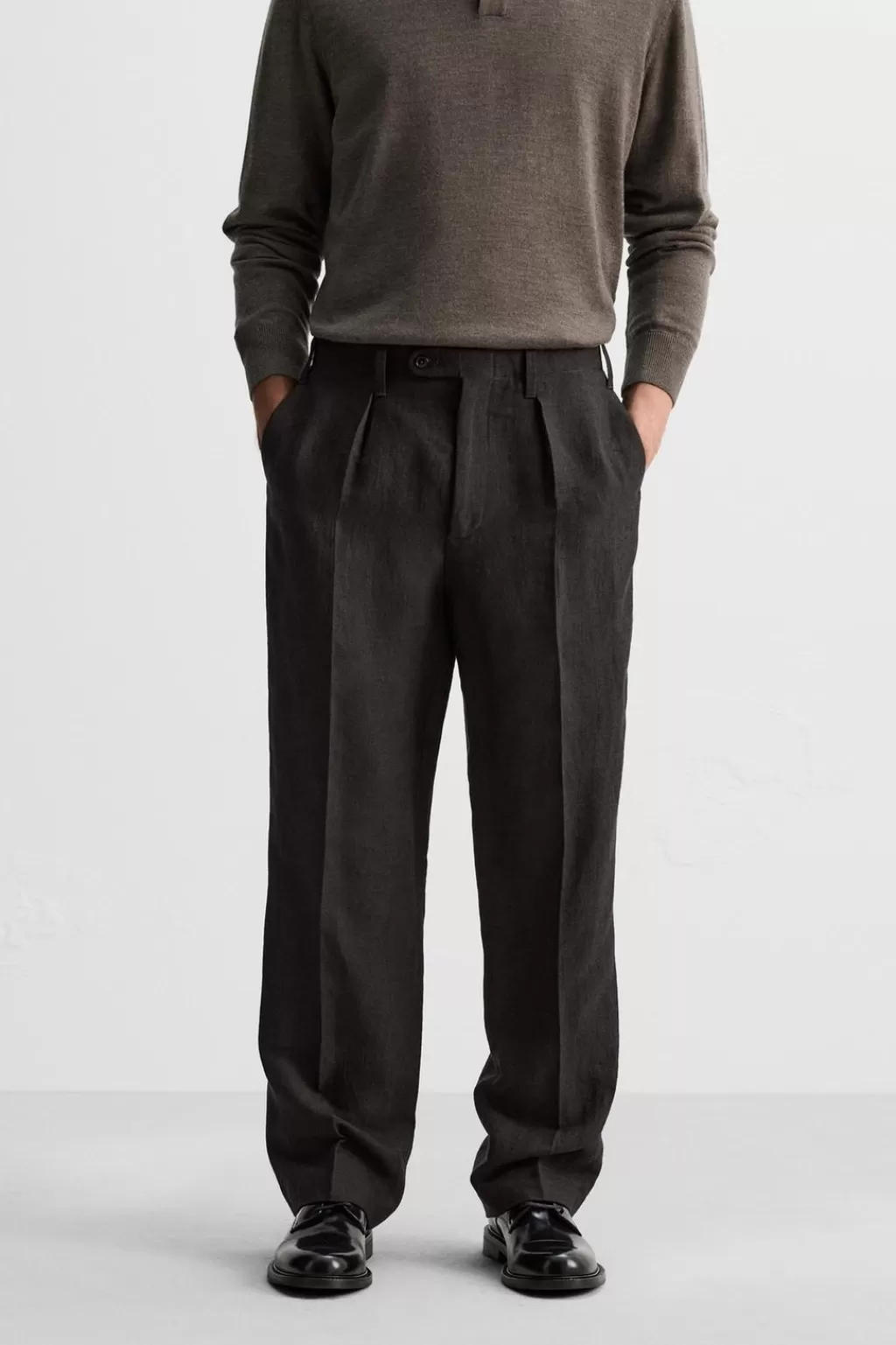 ZARA PANTALÓN ESPIGA LINO - LANA<Hombre Pantalones