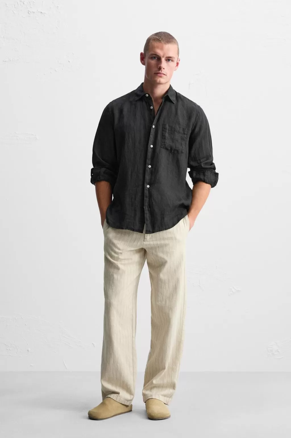 ZARA PANTALÓN ESTRUCTURA RAYAS<Hombre Pantalones