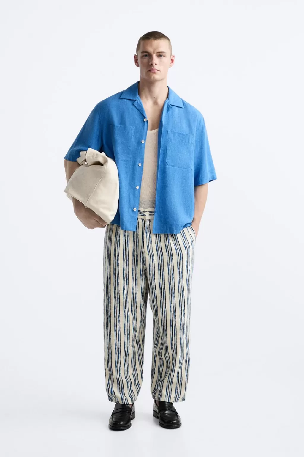 ZARA PANTALÓN JACQUARD RAYAS<Hombre Pantalones